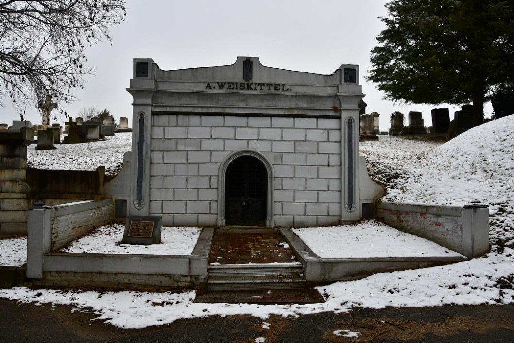 Historic Weiskittel Mausoleum in the Snow